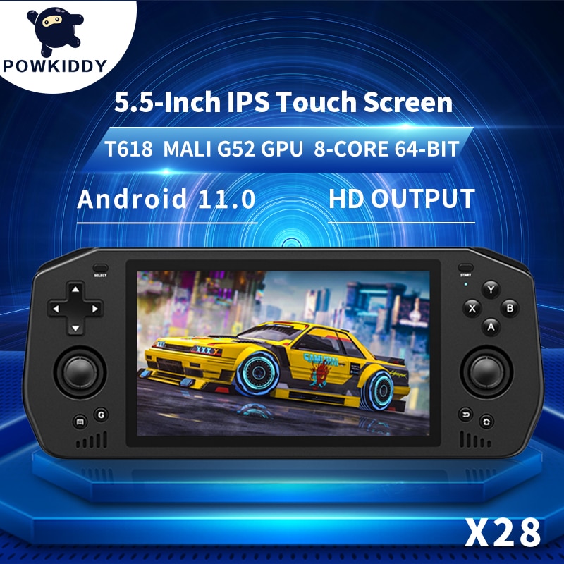Powkiddy-consola de juegos Retro X28 Unisoc Tiger T618, Android 11, pantalla táctil IPS de 5,5 pulgadas, portátil, Google Store