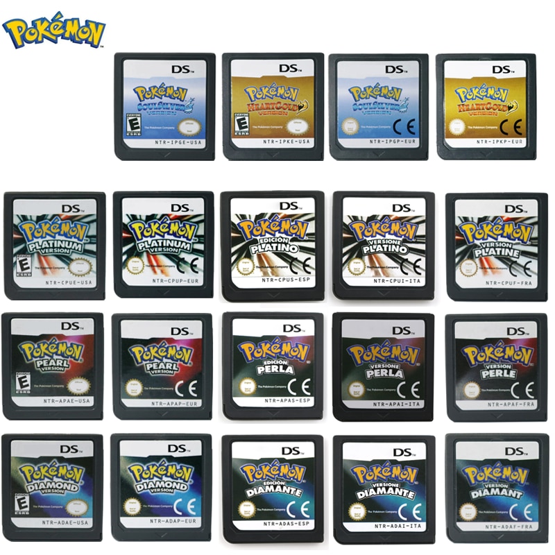 Cartucho de la serie de videojuegos Pokemon NDS, tarjeta de consola de videojuegos, diamante, platino, perla, SoulSilver, HeartGold para DS multilingüe